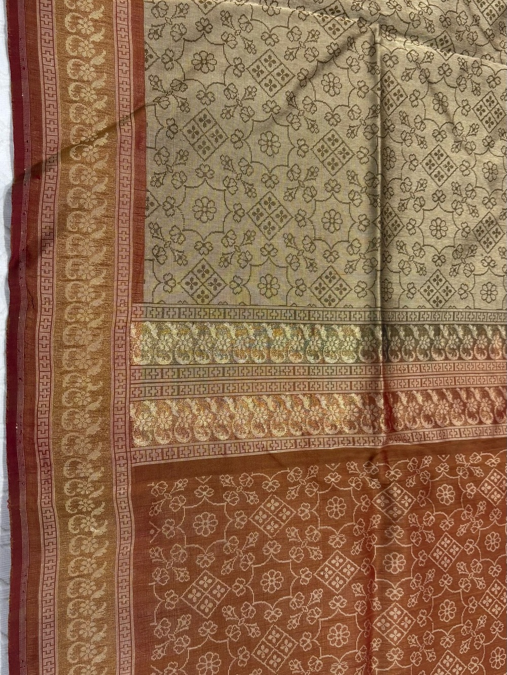 Elegant Cream and Rust Woven Decorative Throw